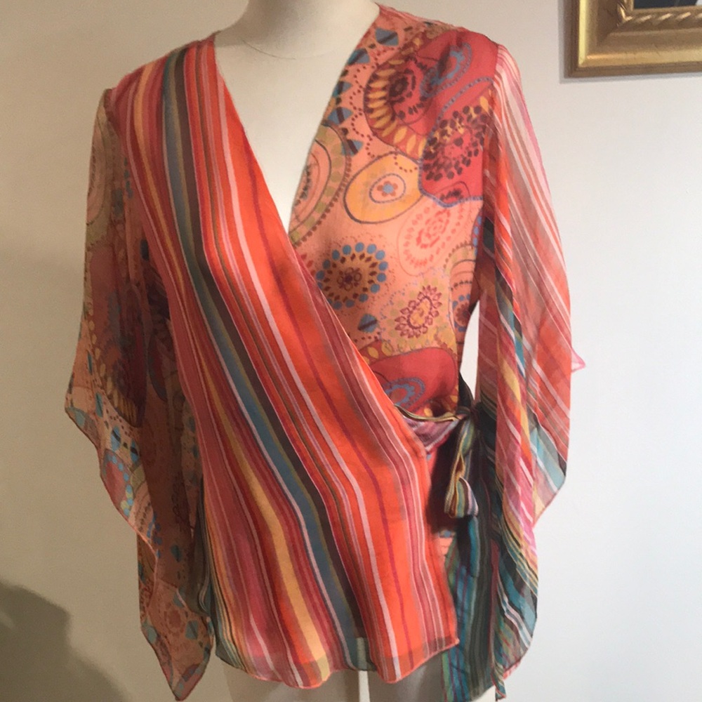 Multi-color Spring Wrap Top NWT